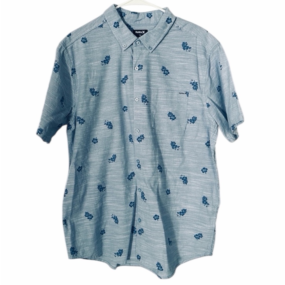 Hurley Men’s One and Only Stretch Hawaiian Print Shirt Blue Size Large NWOT